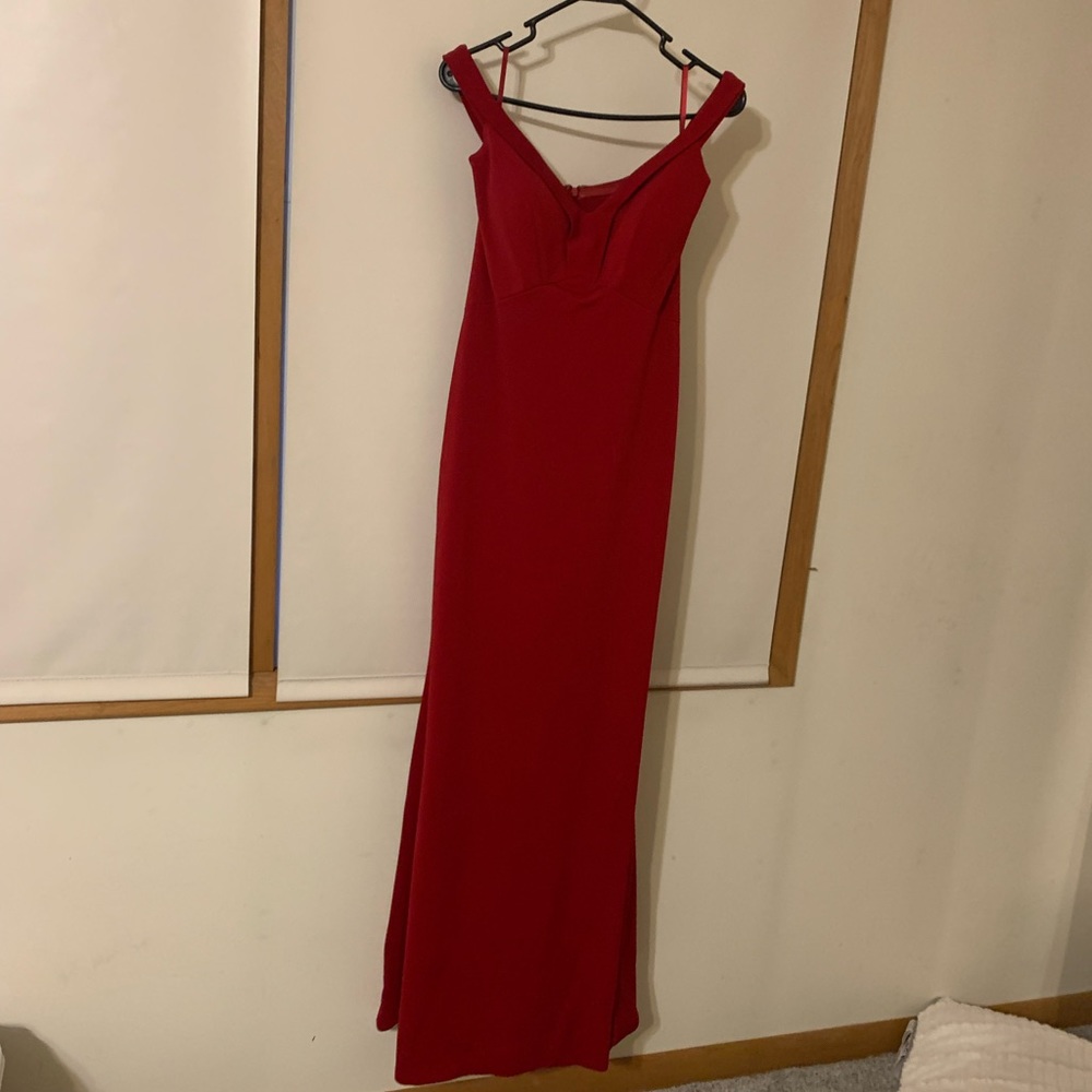 Red off shoulder prom dress - gown - gala